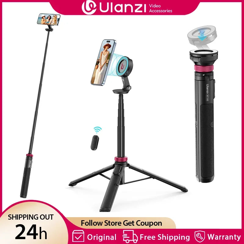 Ulanzi MT-84 Magnetic Selfie Stick Tripod with Bluetooth Remote