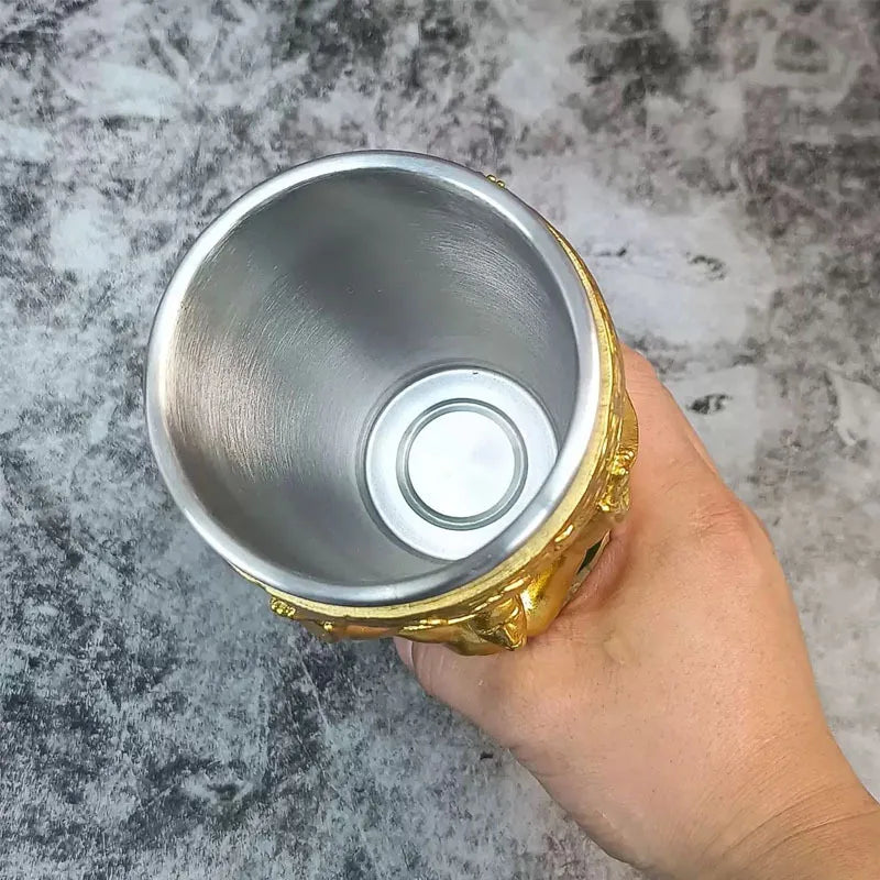 Elegant Gold-Embossed Stainless Steel Cup for Home & Bar Use