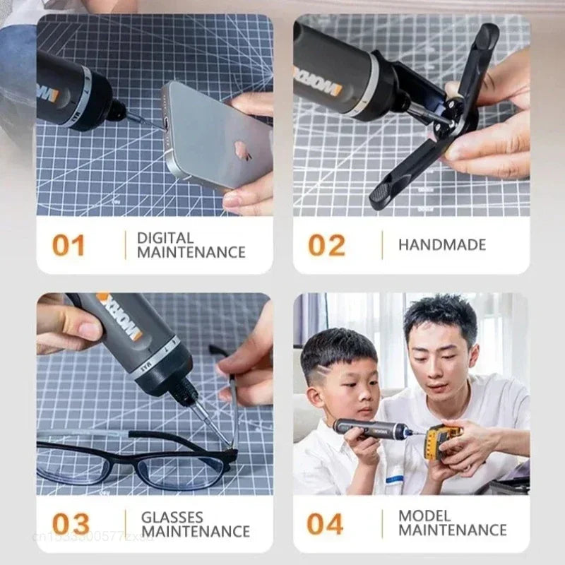 Worx 4V Cordless Mini Electric Screwdriver Set with 30 Bits