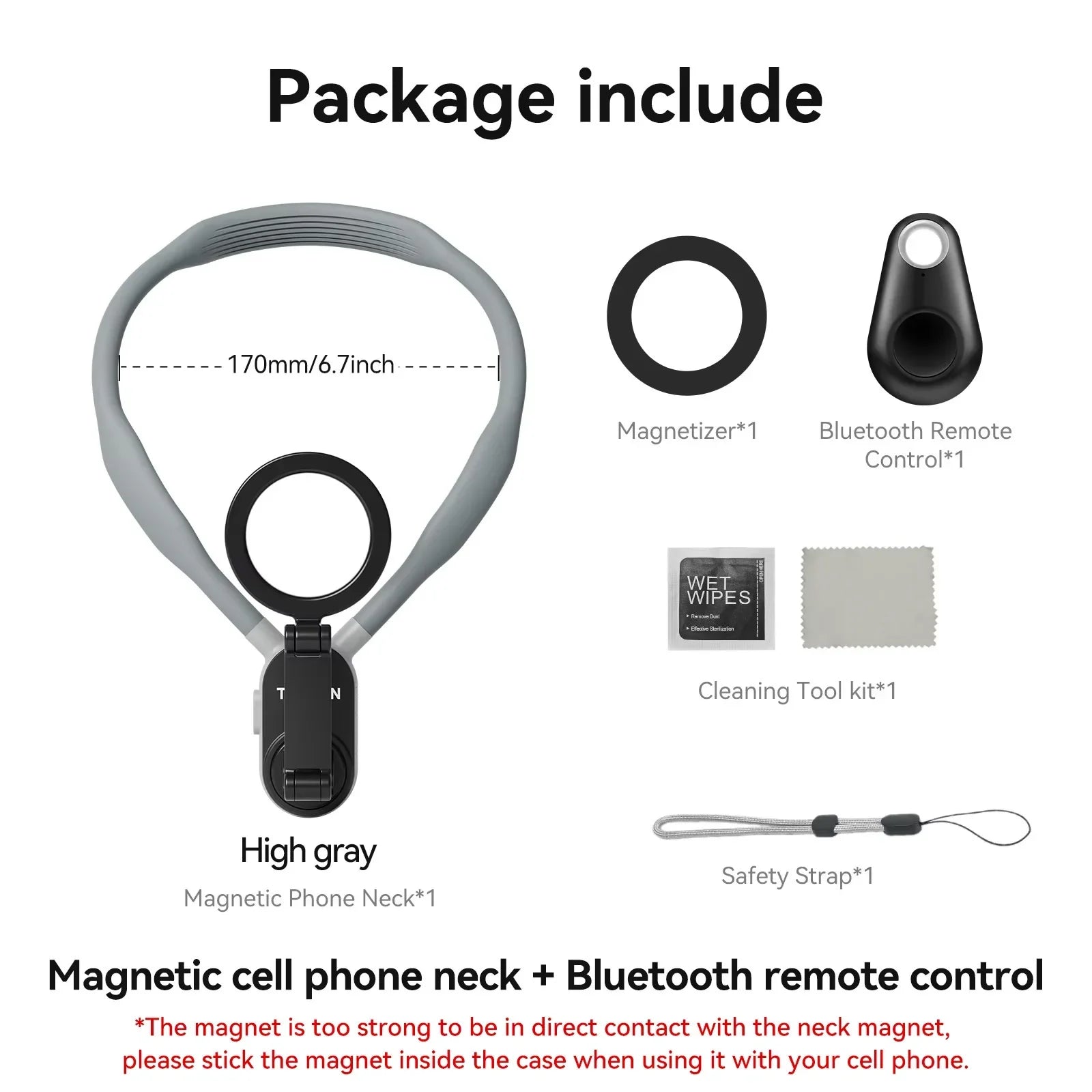 TELESIN Magnetic Neck Mount for Smartphones - Quick Release & Comfort