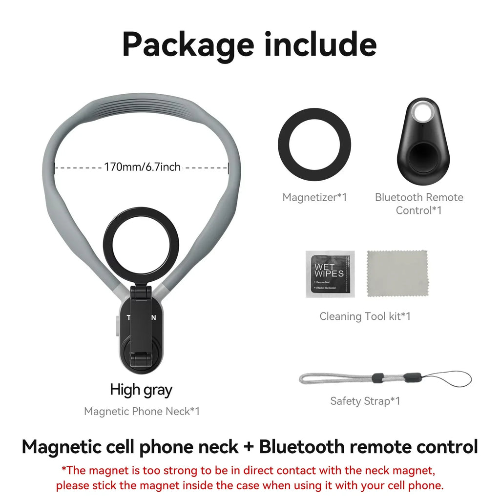 TELESIN Magnetic Neck Mount for iPhone & Android - Quick Release Accessory