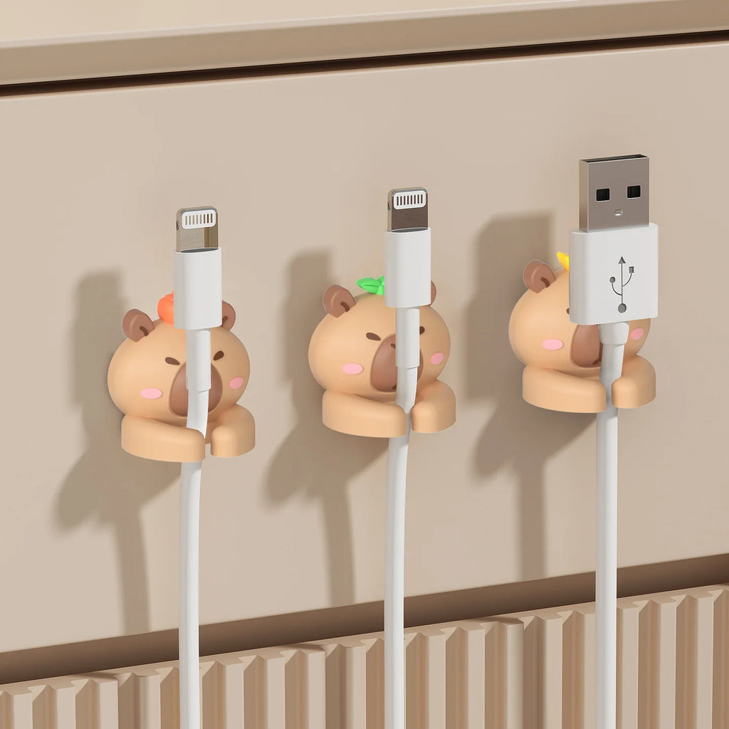Adorable Capybara Cable Clips - Fun Desk Organizer & Cable Management