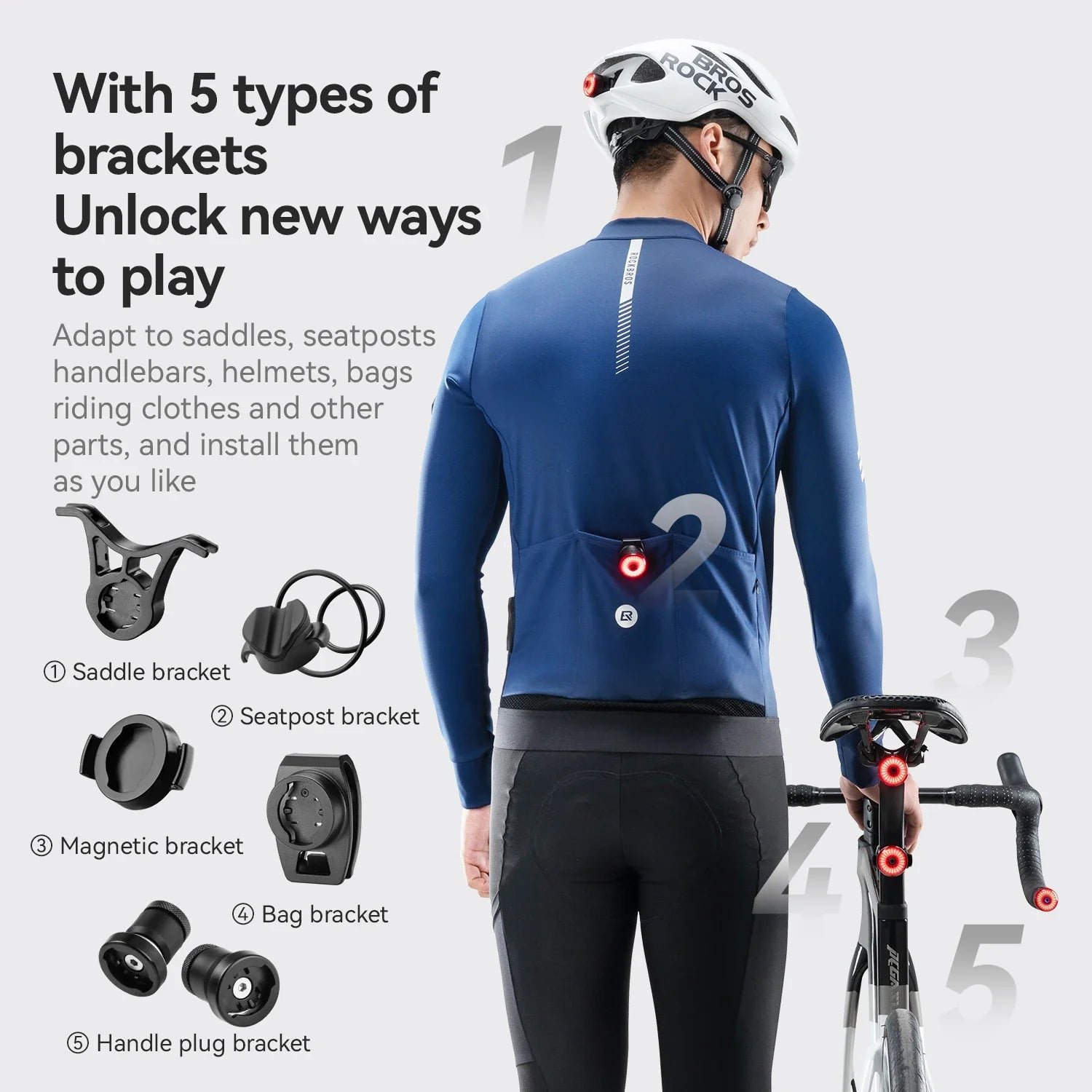 ROCKBROS Smart Brake Taillight - Enhance Night Safety on Bicycles