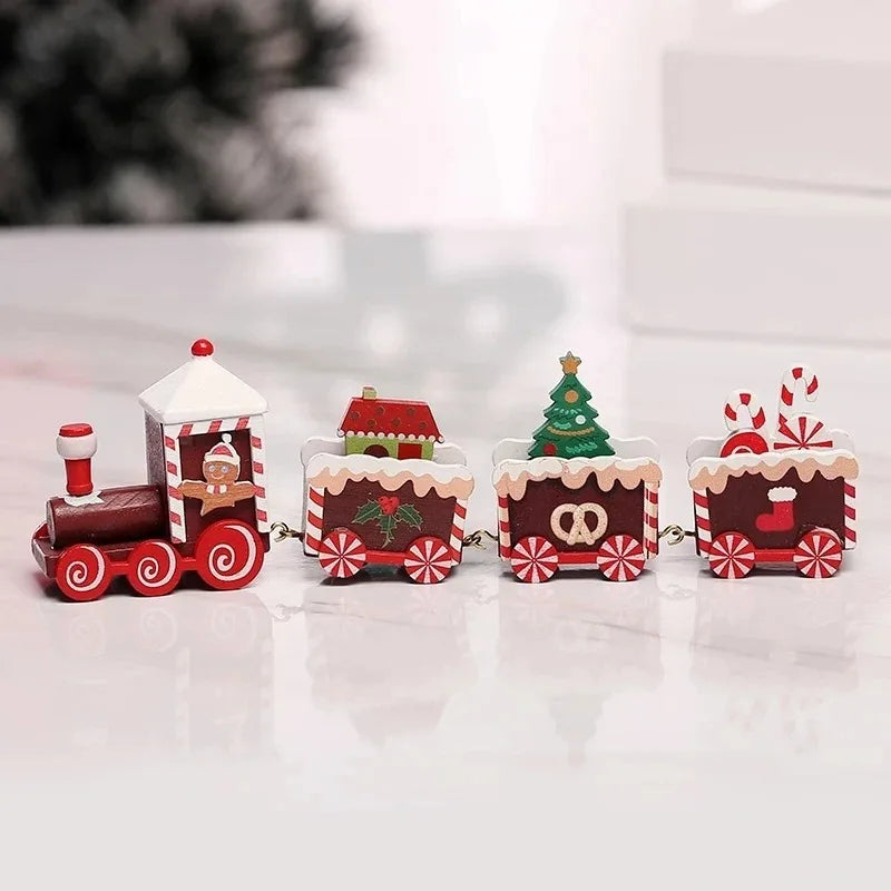 Charming Wooden Christmas Train Ornament for Festive Home Decor