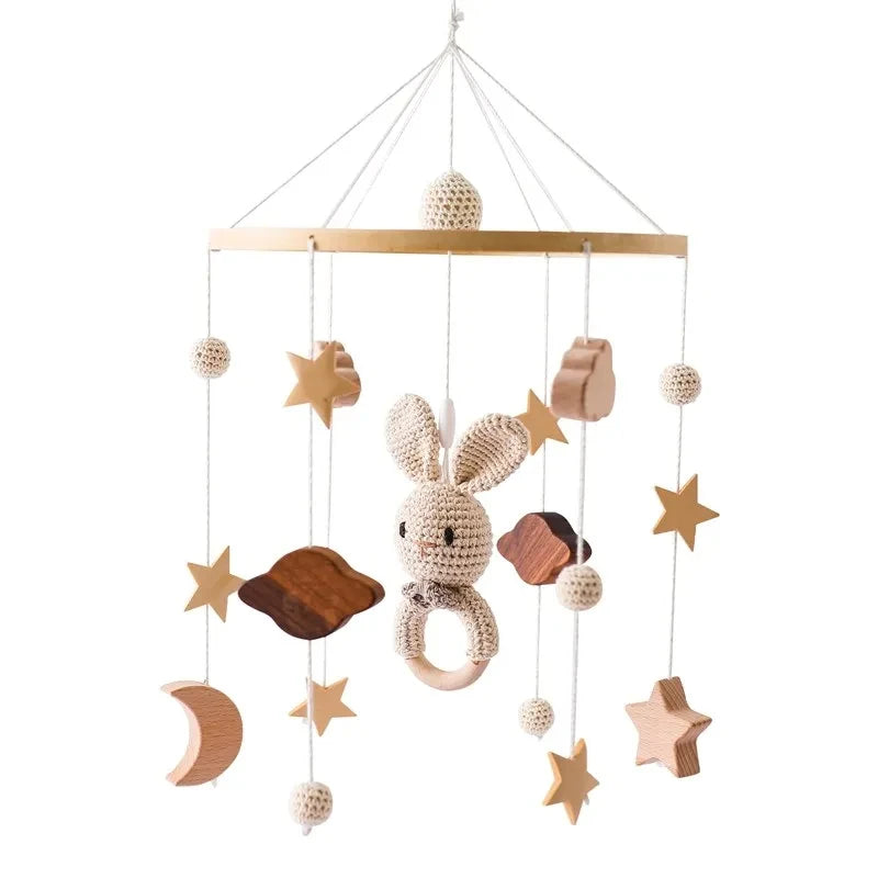 Wooden Crib Bell Music Box - Soothing Mobile Toy for Babies