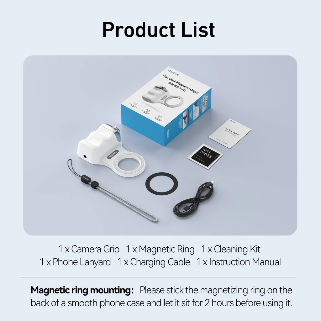 TELESIN Magnetic Phone Grip & Remote Control for iPhone/Huawei/Samsung
