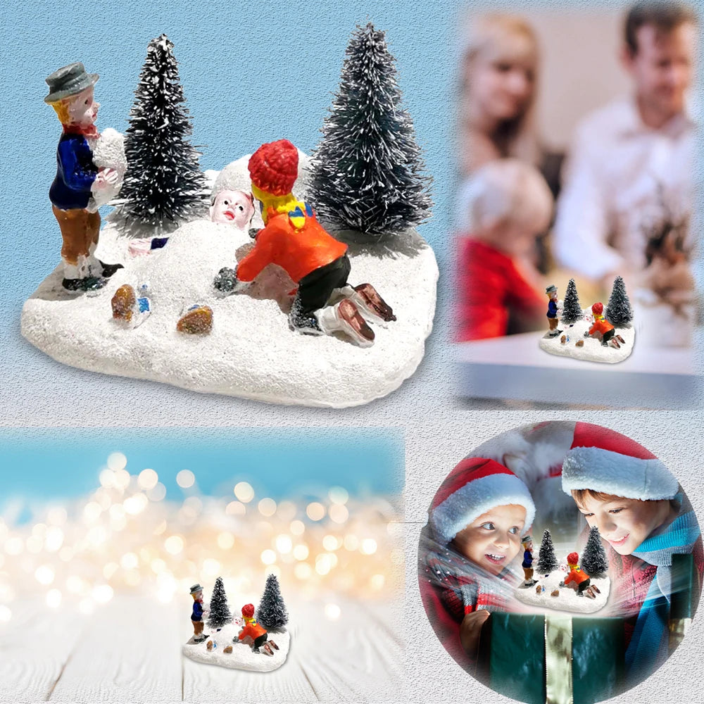 Charming Hand-Painted Kids Playing Christmas Village Figurine
