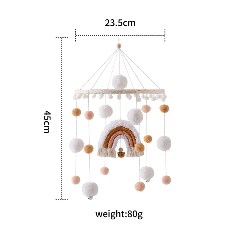 Colorful Wooden Hot Air Balloon Mobile Rattle | Baby Bed Bell Toy