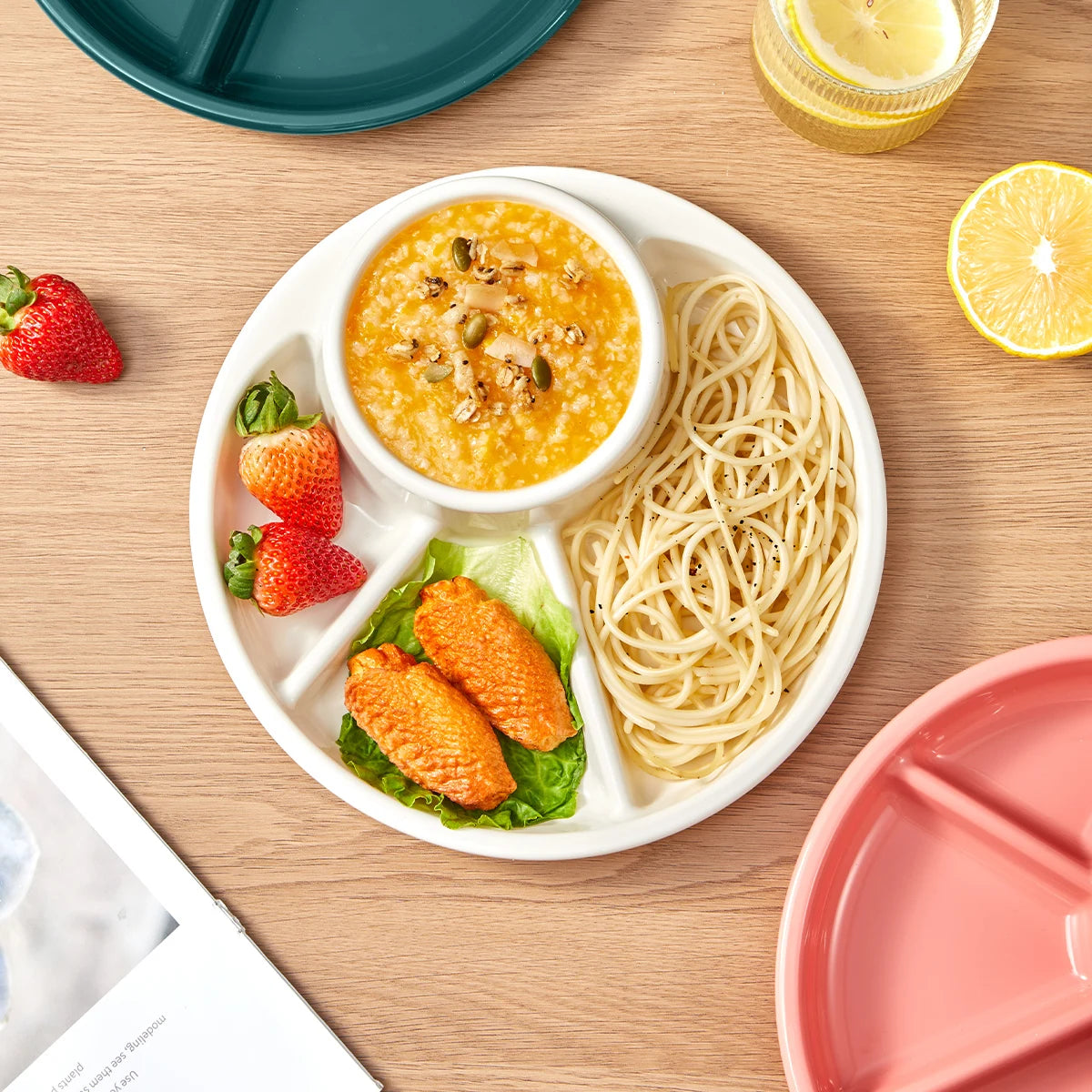 Divided Salad Plate - Reusable & Microwave Safe for Kids