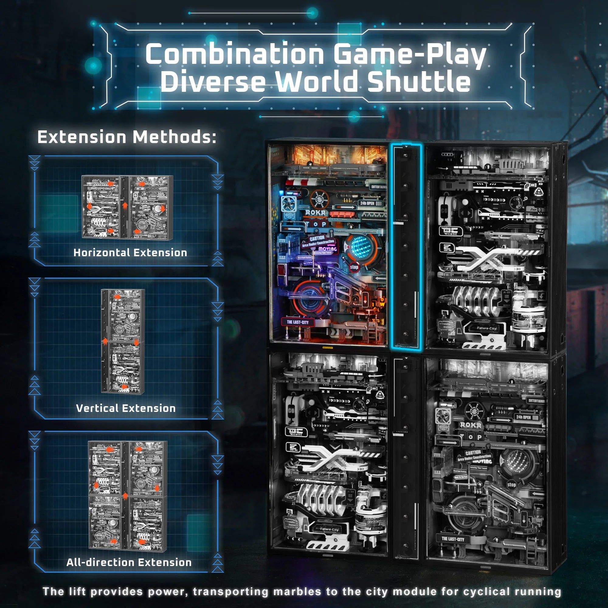 Robotime Rokr Cyberpunk Marble Run - 3D Puzzle Gaming Model