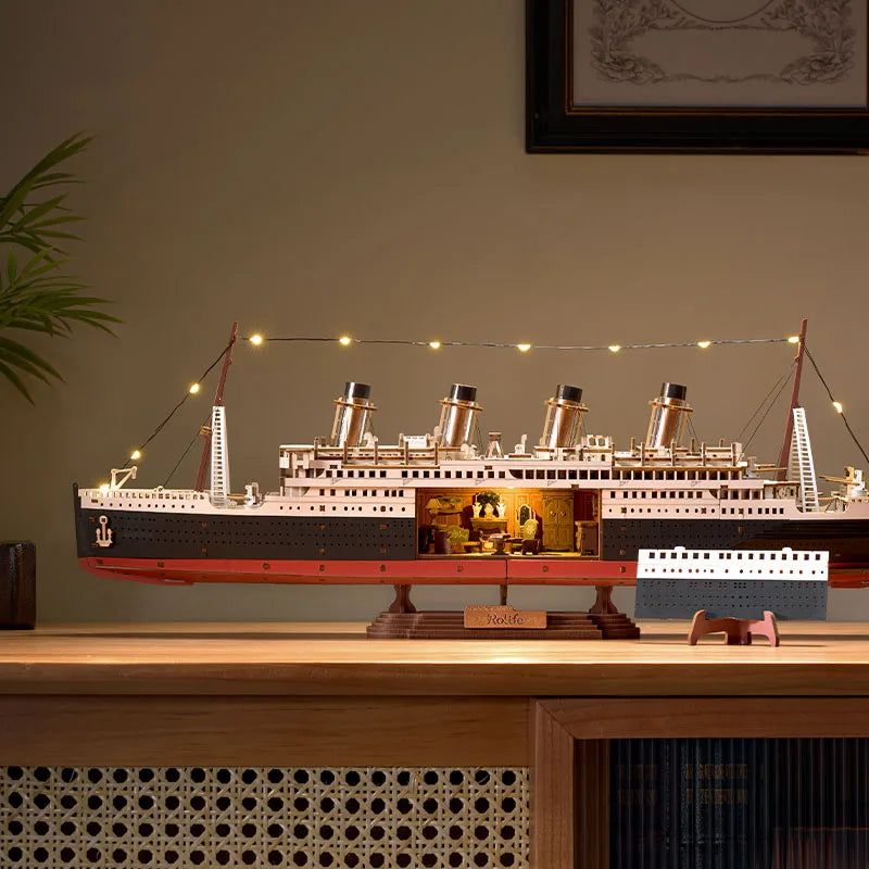 Luxury 3D Cruise Ship Puzzle Kit with LED Lights - Nautical Decor