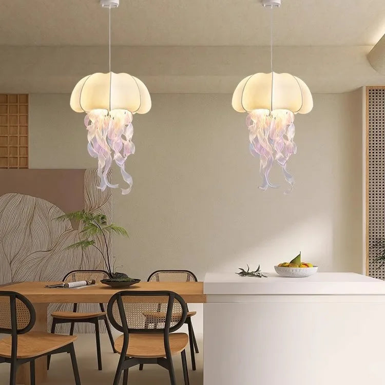 Elegant Silk Jellyfish Pendant Chandelier for Bedroom & Bar