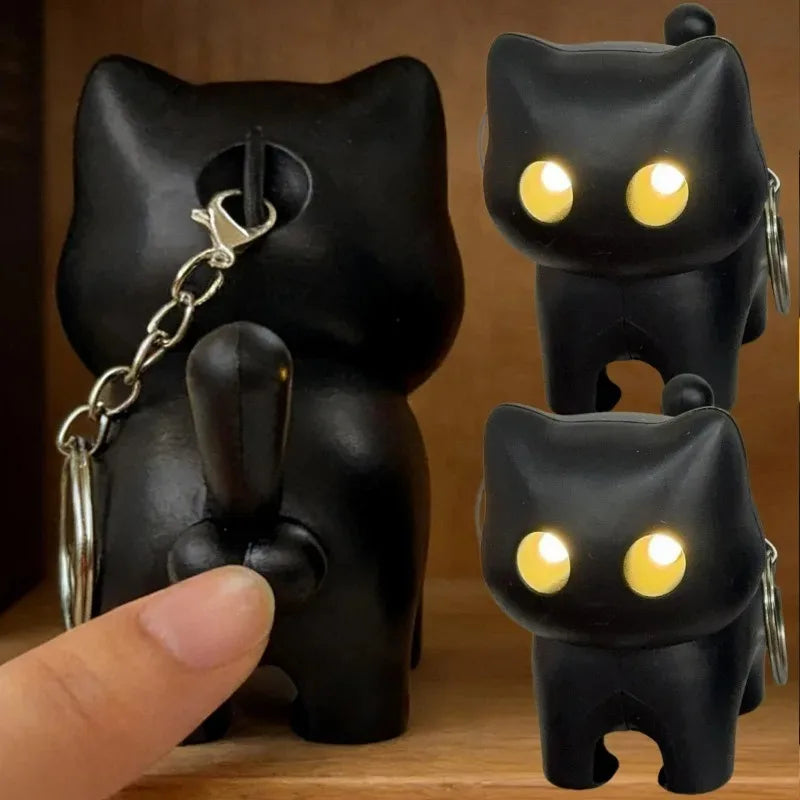 Cute LED Cat Keychain Night Light with Meowing Sound - Perfect Gift!