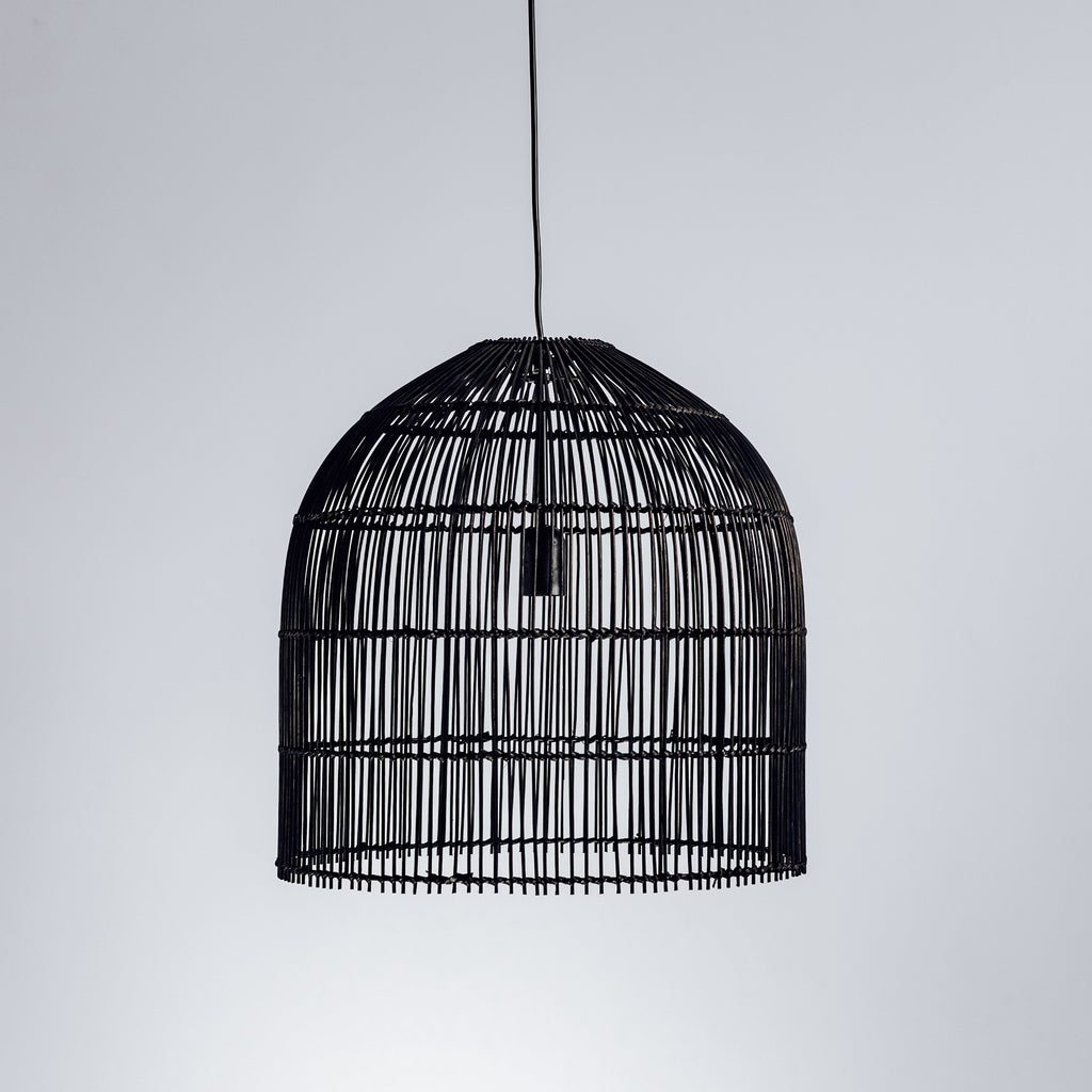 Siena Rattan Cane Wicker Pendant Light - Black