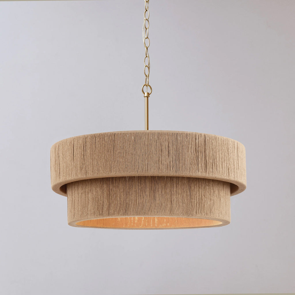 Sorrento Double Tiered Rope Chandelier - Natural & Gold Accent