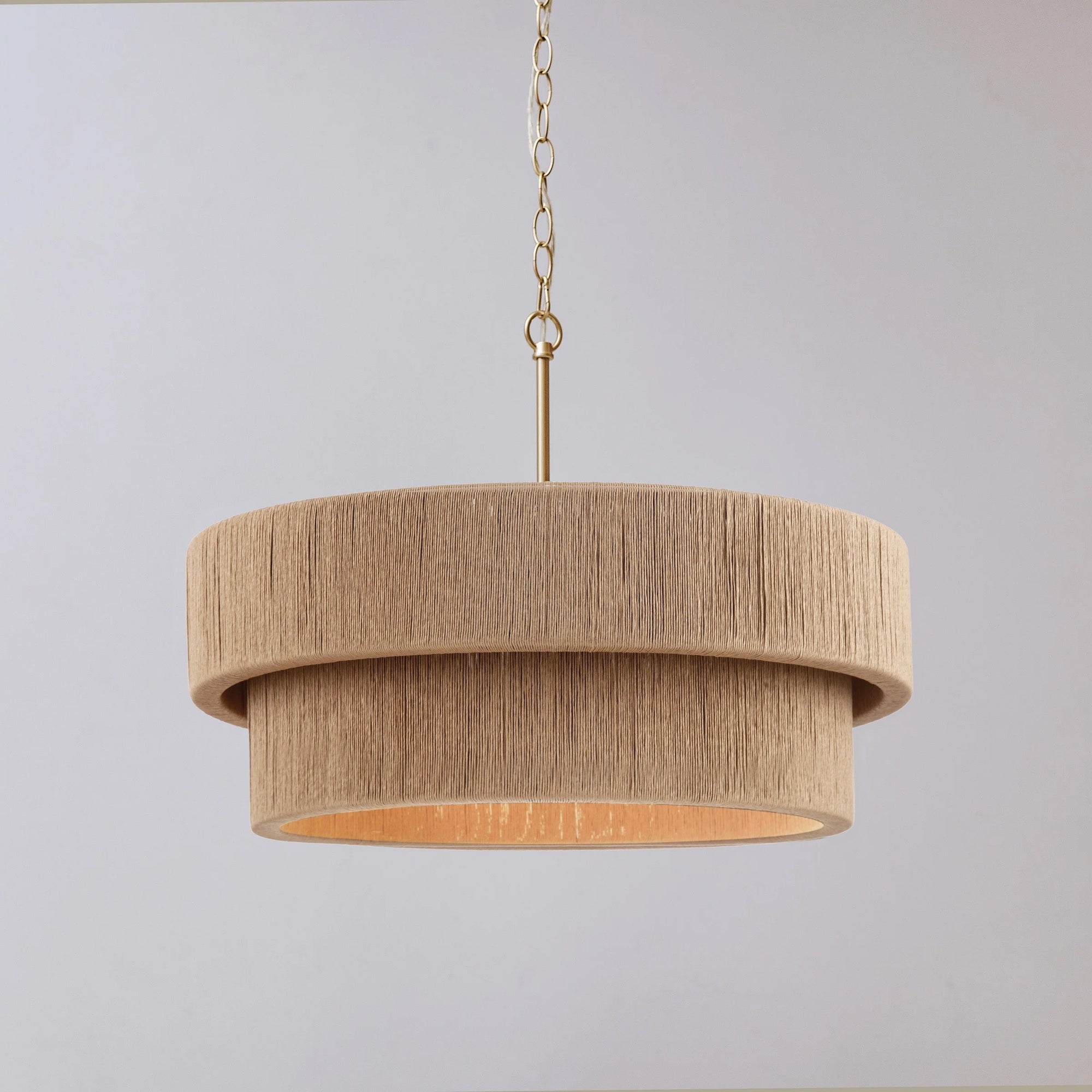 Sorrento Double Tiered Rope Chandelier - Natural & Gold Accent