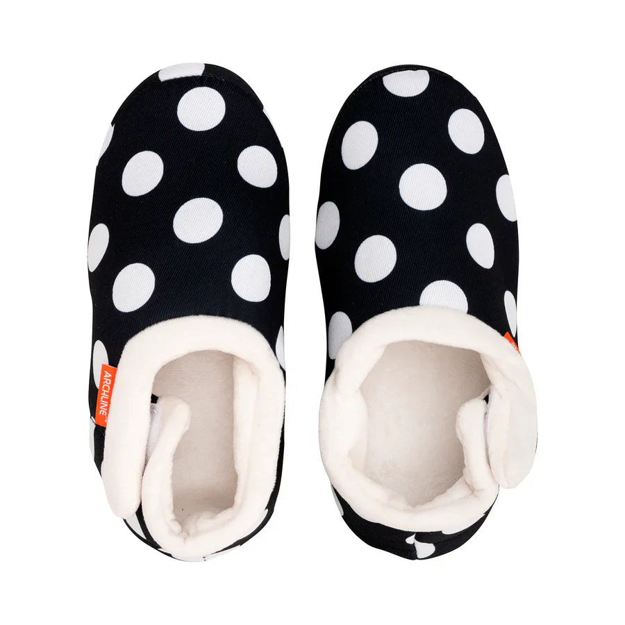 Archline Women's Comfortable Orthotic Slippers - Black/White Polkadots
