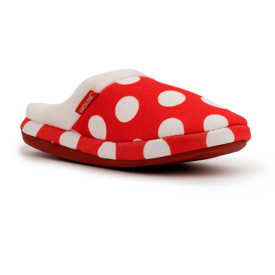 Archline Orthotic Slip-On Slippers – Red with White Polkadots