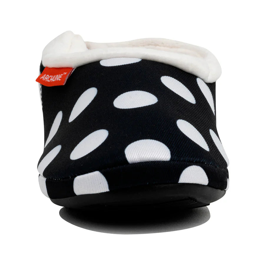 Archline Women's Comfortable Orthotic Slippers - Black/White Polkadots