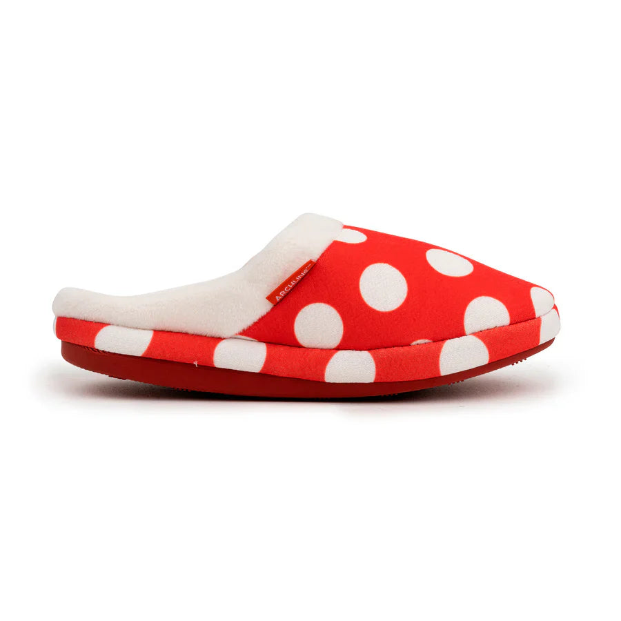 Archline Orthotic Slip-On Slippers – Red with White Polkadots