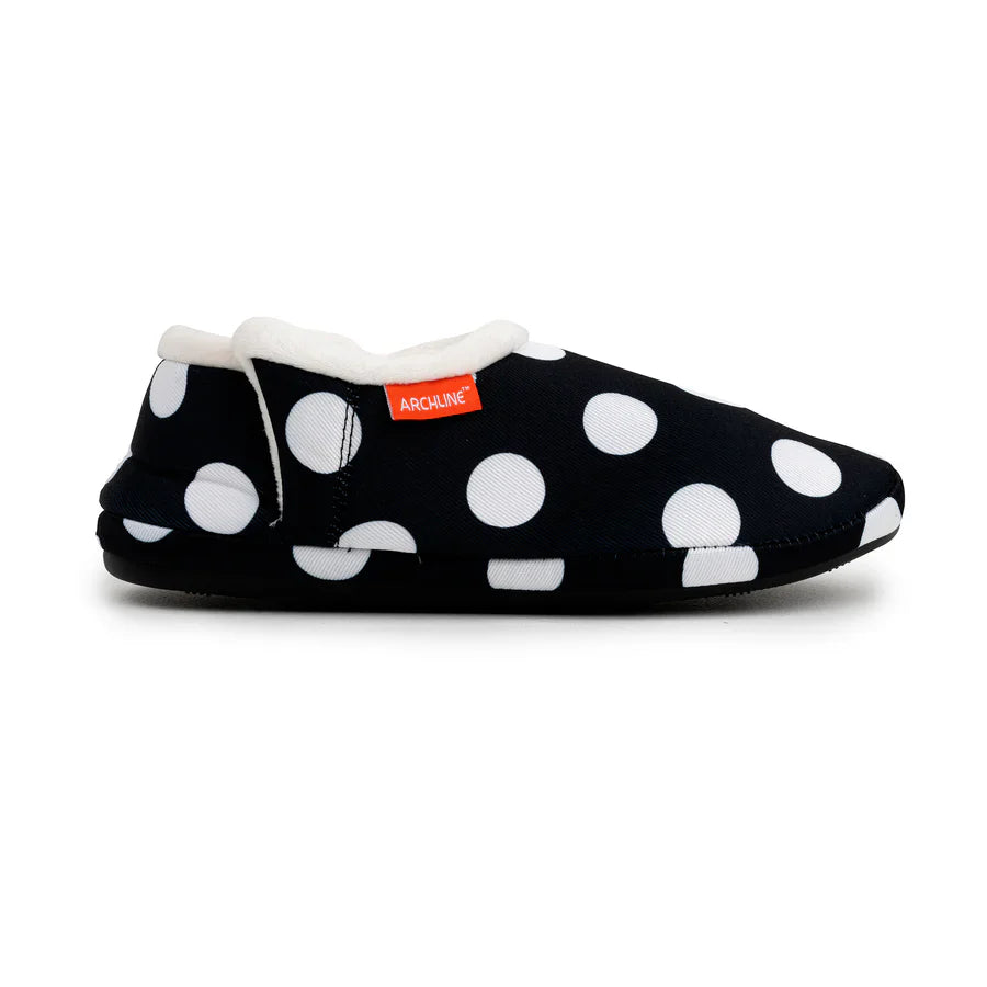 Archline Women's Comfortable Orthotic Slippers - Black/White Polkadots