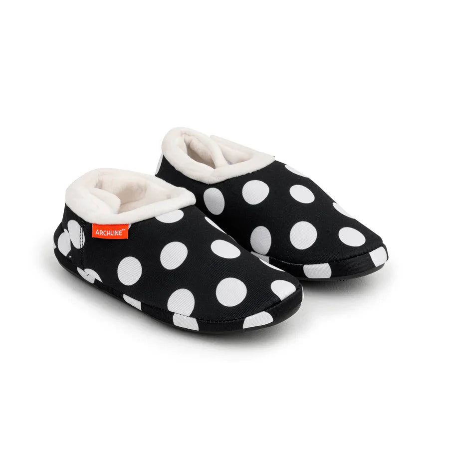 Archline Women's Comfortable Orthotic Slippers - Black/White Polkadots