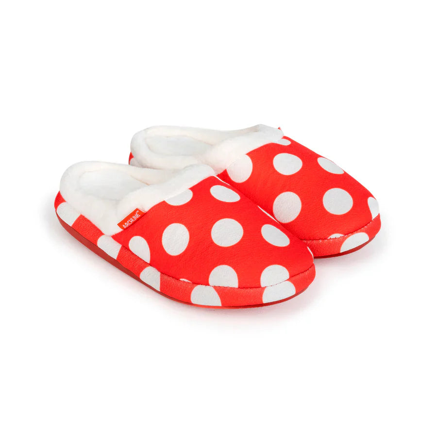 Archline Orthotic Slip-On Slippers – Red with White Polkadots