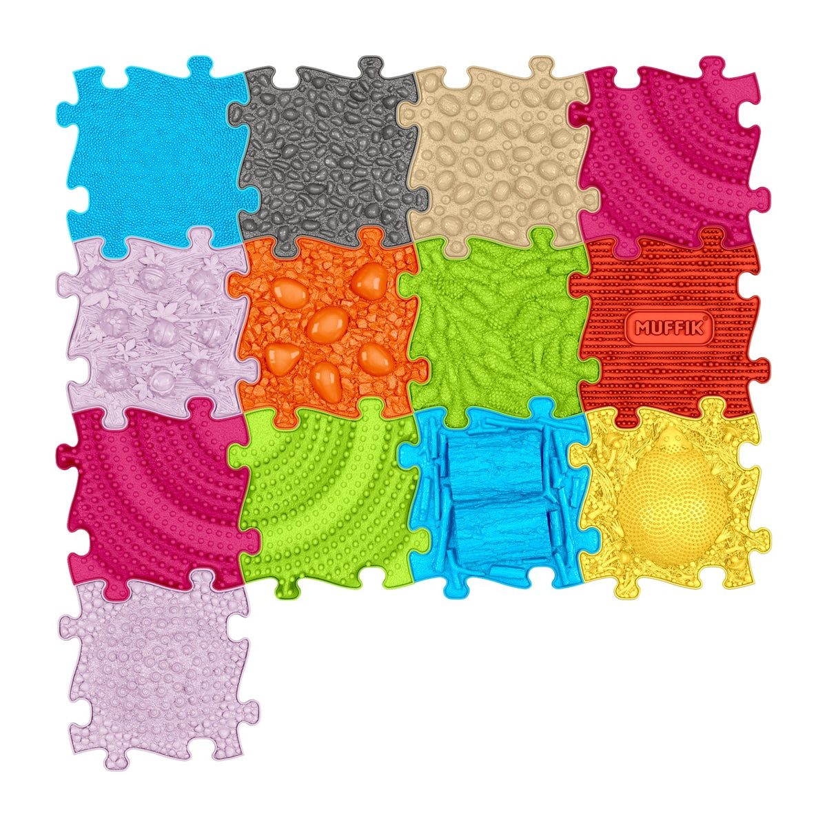 Muffik Large 2 Tactile Sensory Floor Mats - 13-Piece Playset