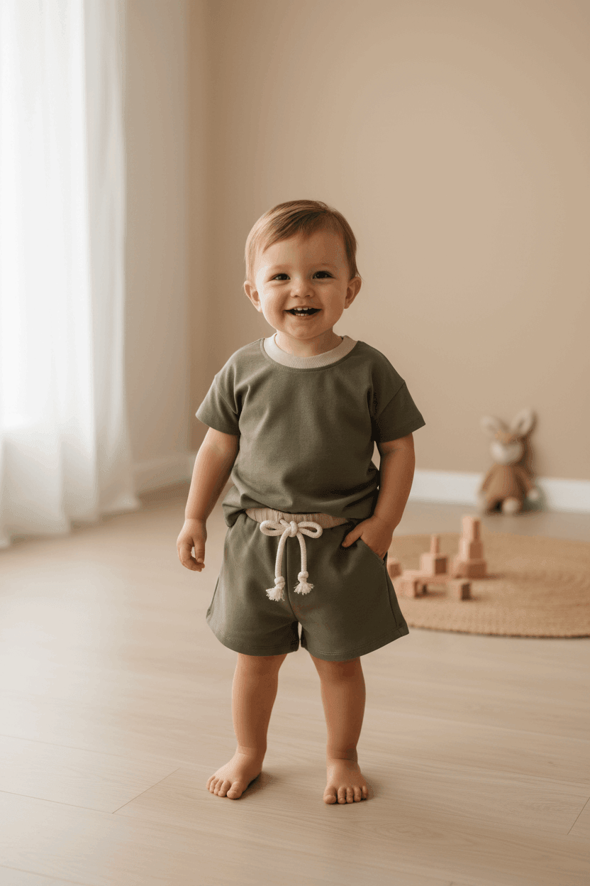 Papitō Dusty Sage Green Baby Top - Soft Comfort & Style