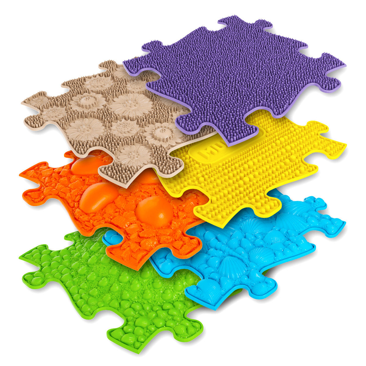 Muffik Tots Sensory Playmat Set – 6 Soft Tiles for Baby Play