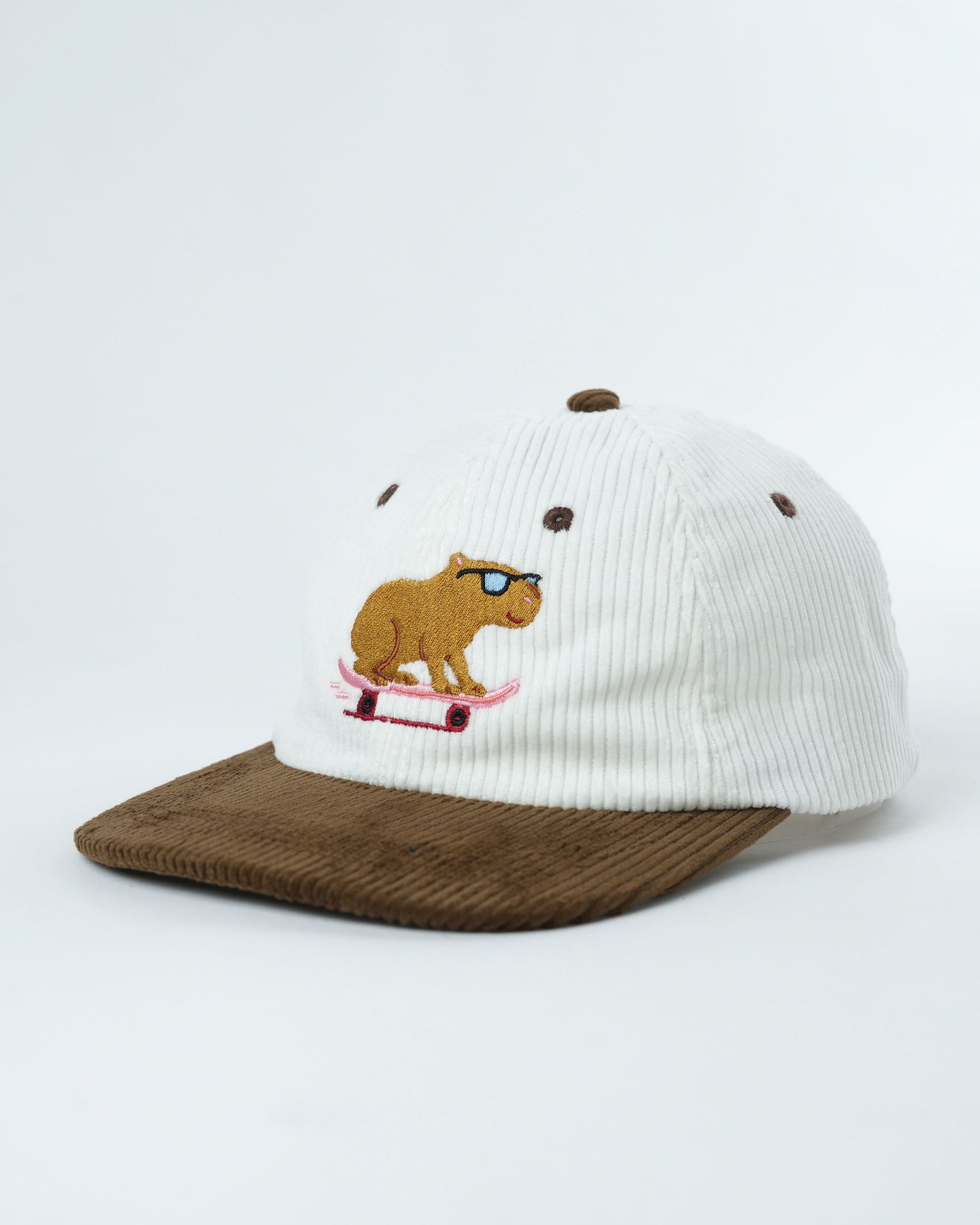 Retro Corduroy Capybara Hat - Perfect for Skating & Beach Vibes