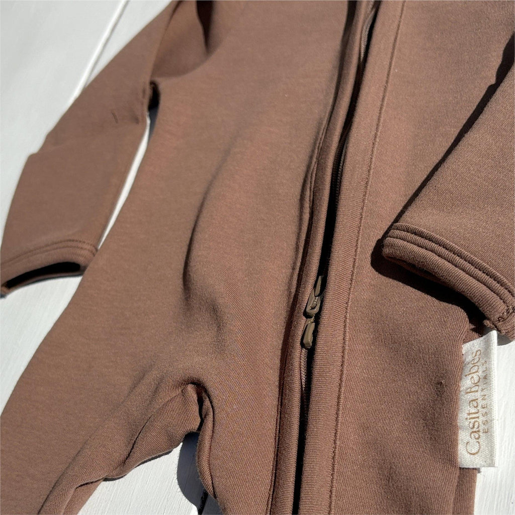 Essentīals Cozy Dusty Brown Baby Romper - Comfort for 0-18 Months