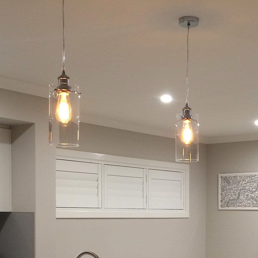 Allira Glass Pendant Light - Elegant Chrome Fixture with Glass Shade