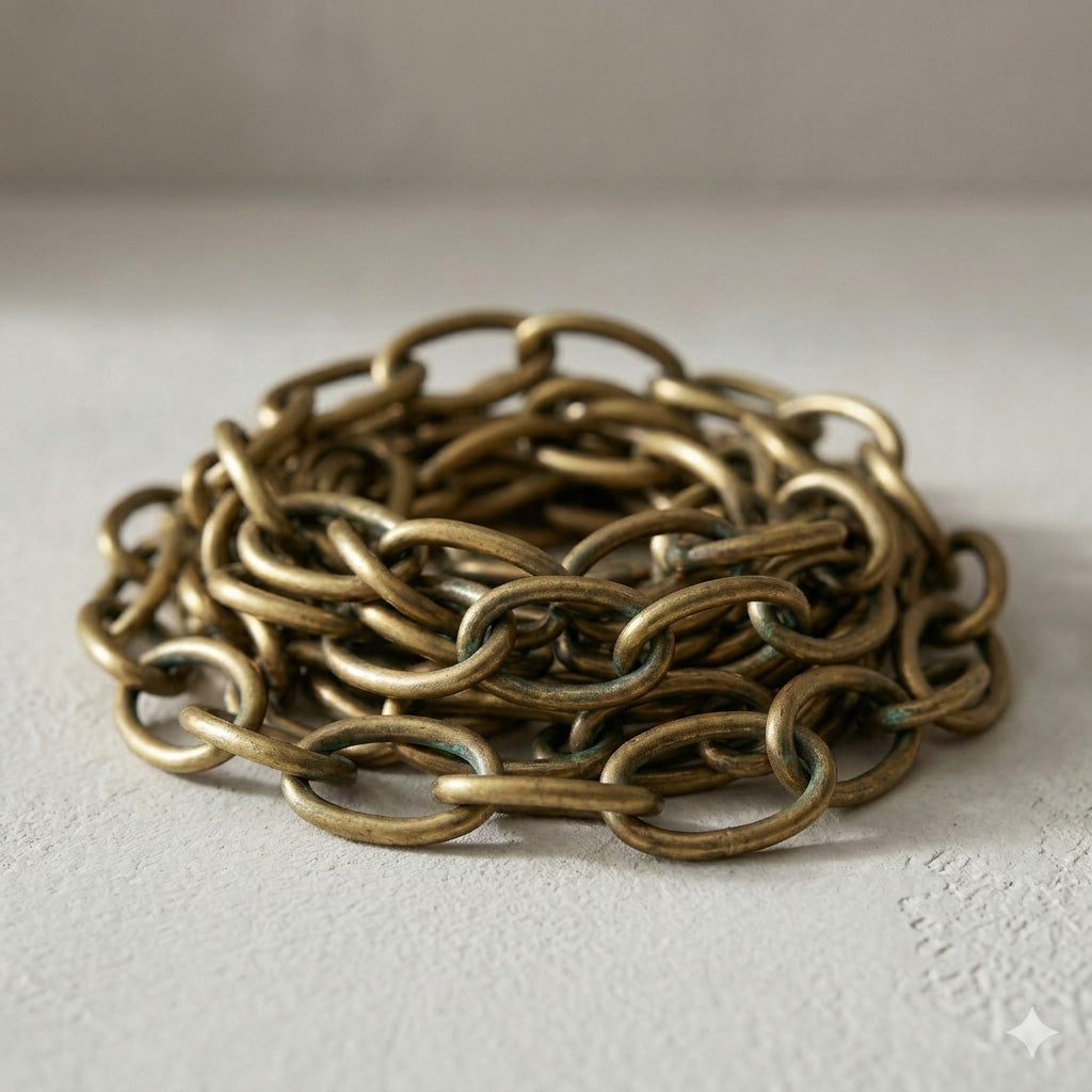 100cm Antique Brass Chain Extension with Carabiner - Stylish & Versatile