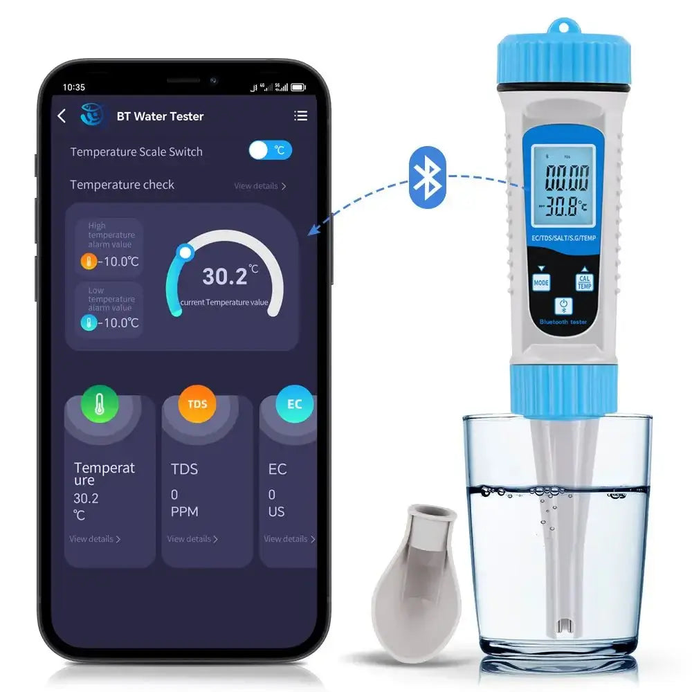 Aquarius 5-in-1 Digital Water Quality Tester for EC, TDS, SALT, TEMP