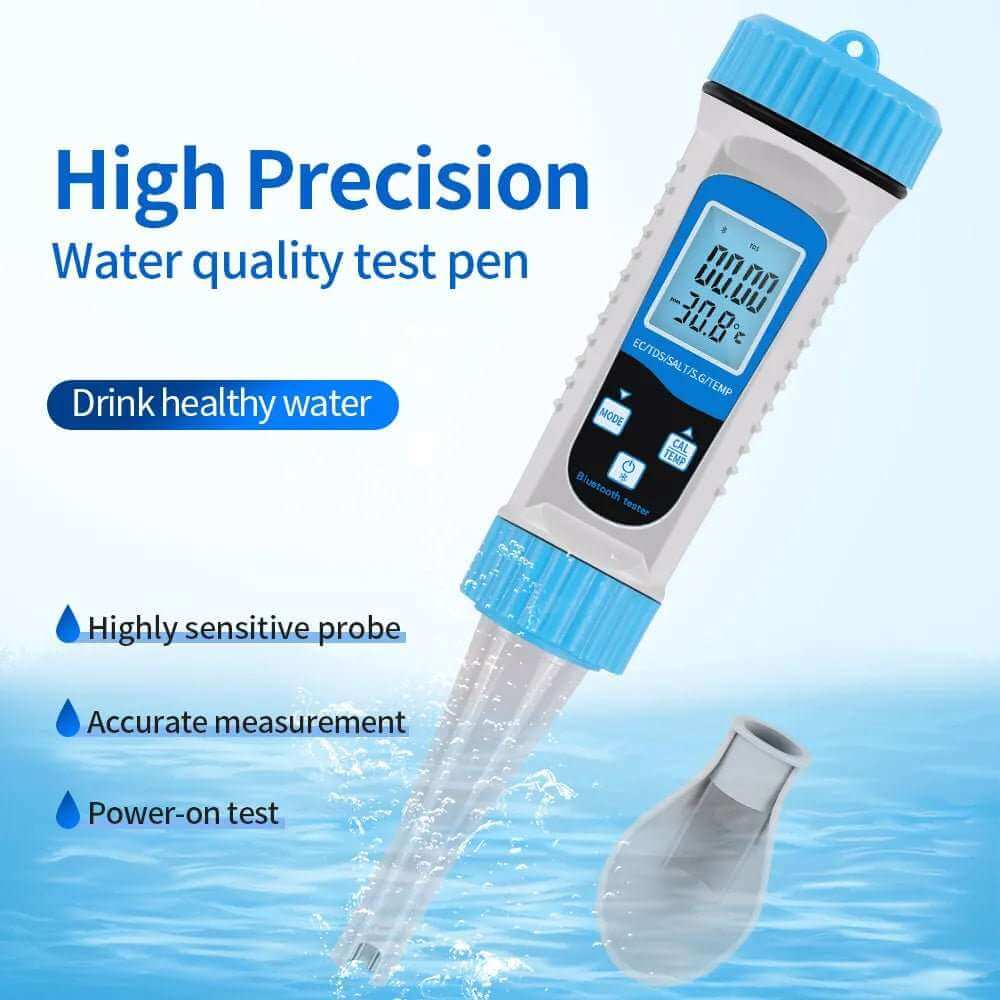 Aquarius 5-in-1 Digital Water Quality Tester for EC, TDS, SALT, TEMP