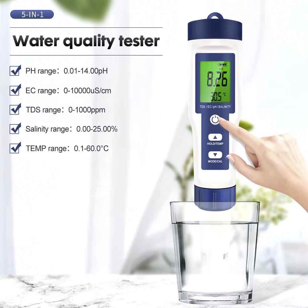 Aquarius Water 5 in 1  Digital Meter TDS EC Salinity TEMP PH Water Tester