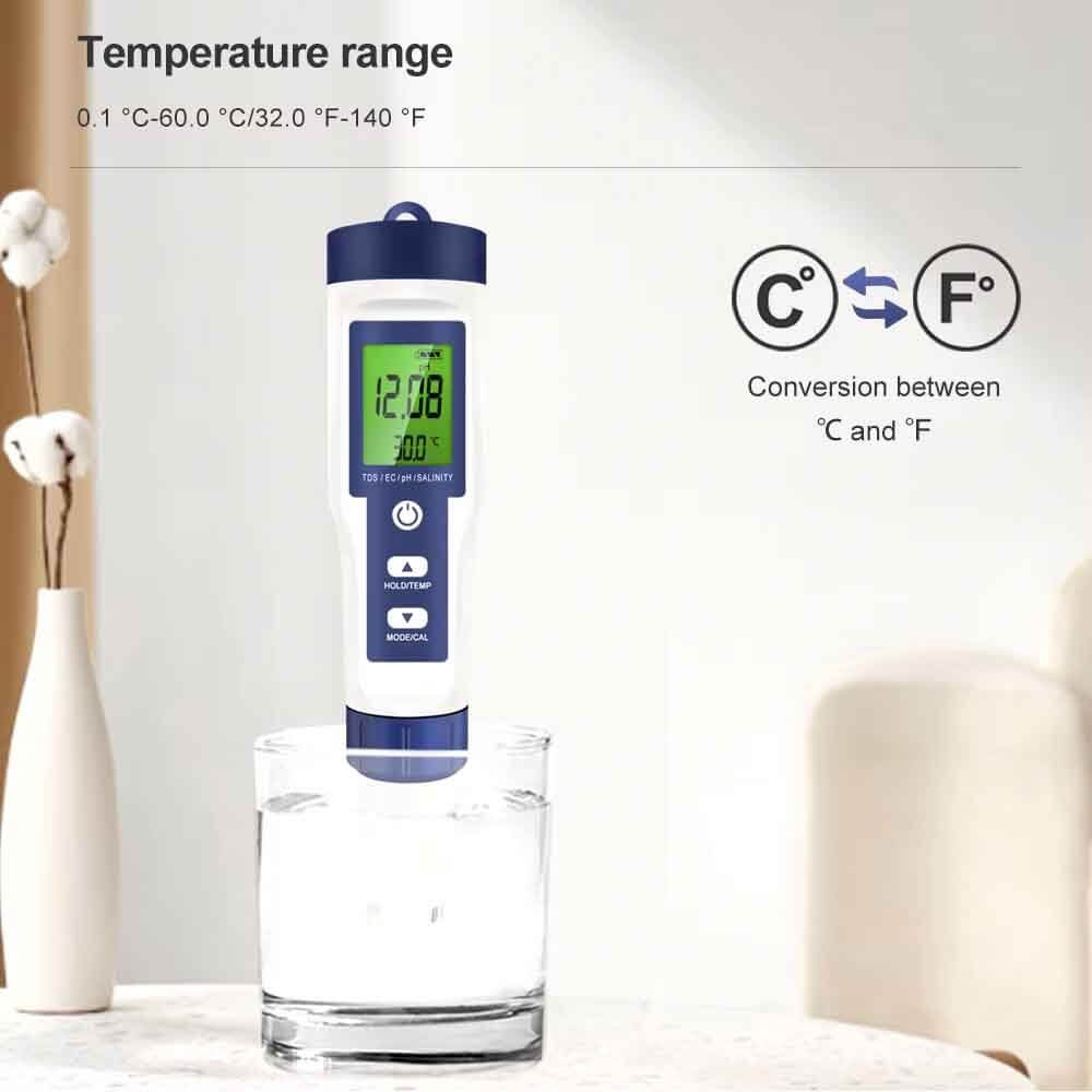 Aquarius Water 5 in 1  Digital Meter TDS EC Salinity TEMP PH Water Tester