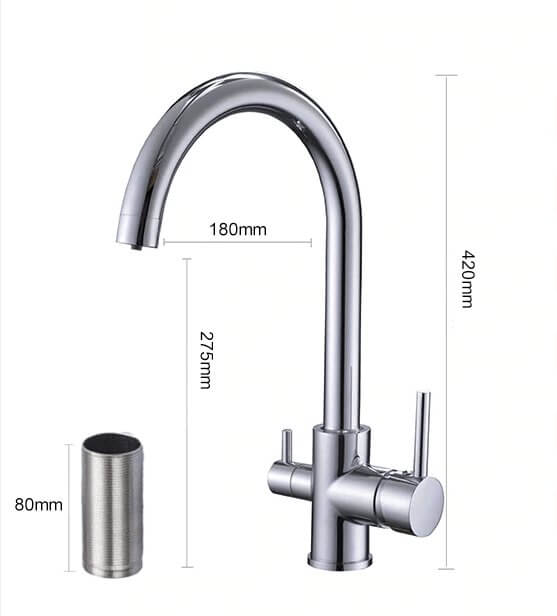3 Way Mixer Tap Chrome Umbrella Style 360 Rotation
