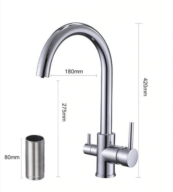 3 Way Mixer Tap Gold Umbrella Style 360 Rotation