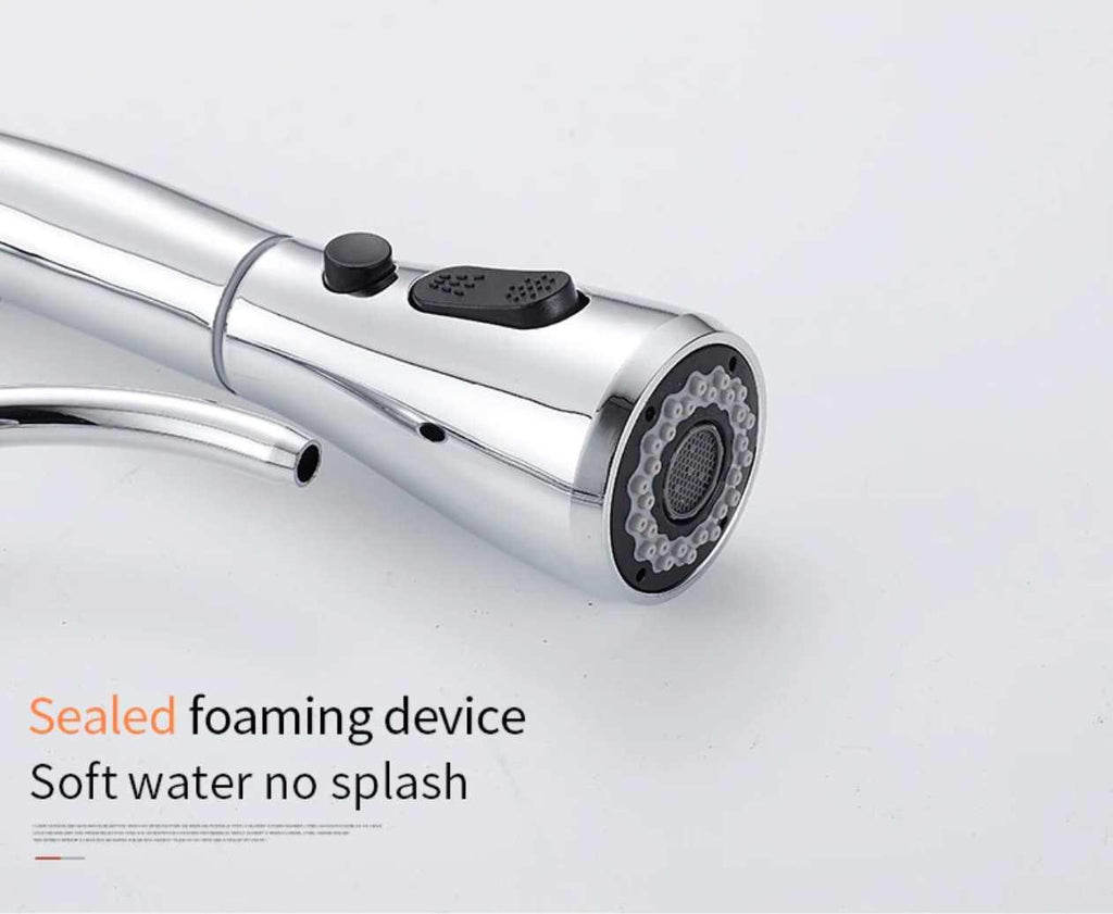 3 Way Mixer Tap with Dual Spout & Pull Out Spray Nickel