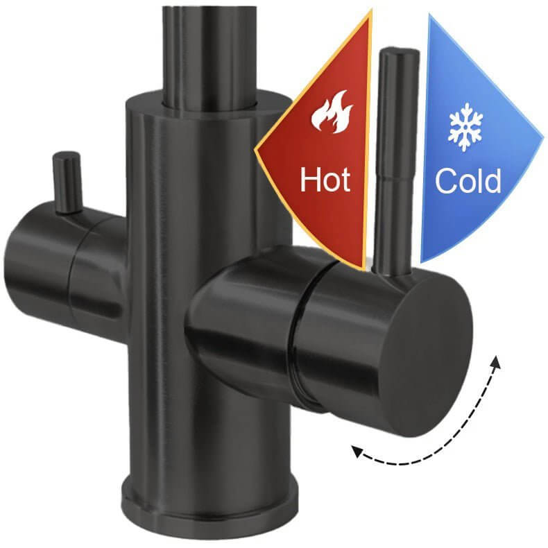 3 Way Mixer Tap Matte Black Umbrella Style 360 Rotation