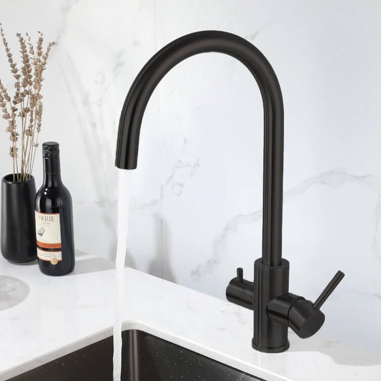 3 Way Mixer Tap Matte Black Umbrella Style 360 Rotation