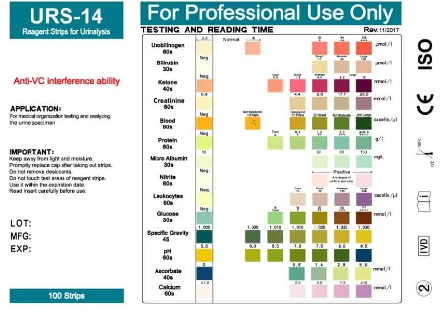Aquarius Water 14 in 1 Urine Test Strips URS - 14T