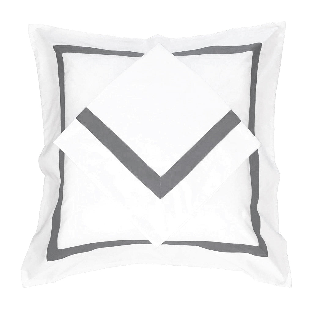 Ava Collection European Pillowcase Set - Charcoal Trim Elegance