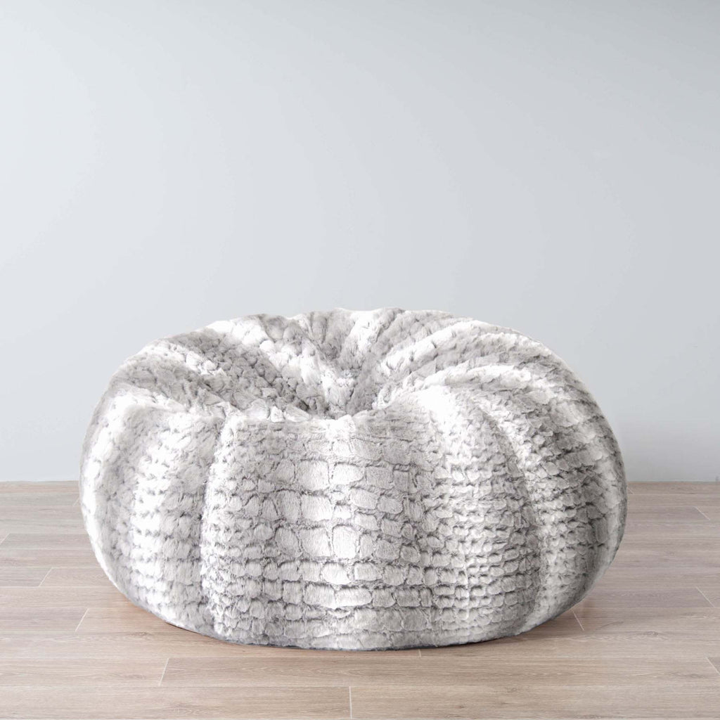Luxurious Arctic Fur Bean Bag - Silver Grey Plush Comfort