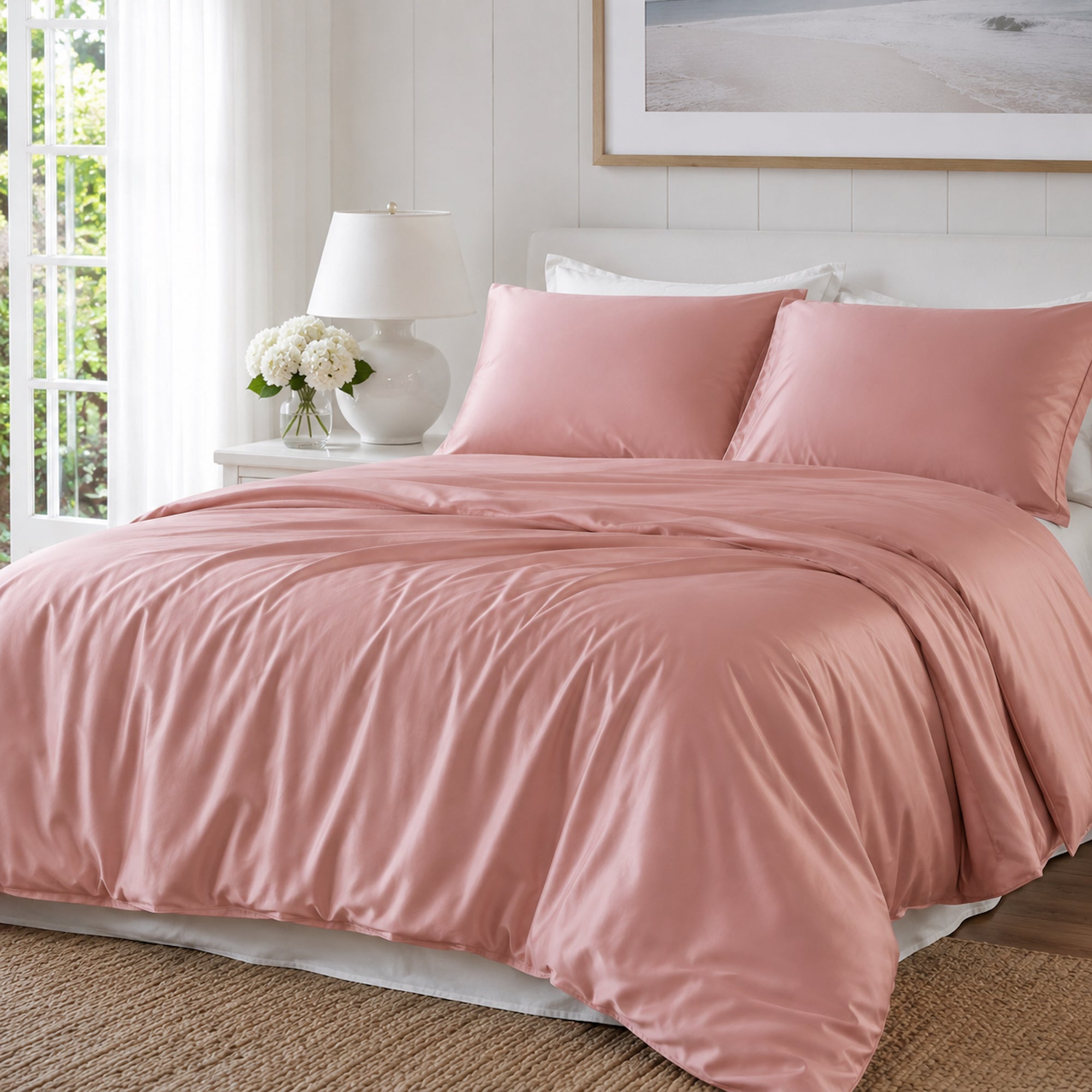 Silky Soft Coral Pink Bamboo Quilt Cover Set - Luxury Bedding