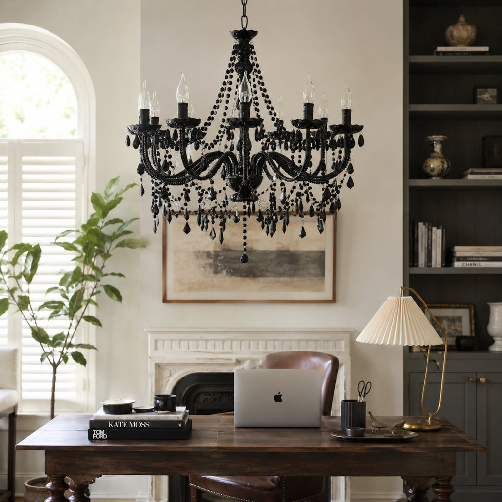 Elegant 12-Light Black Vintage Chandelier for Timeless Style