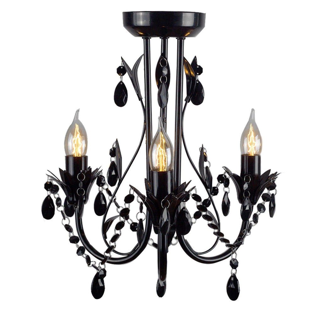 Harmony Leaf Chandelier 3-Light - Elegant Black Design
