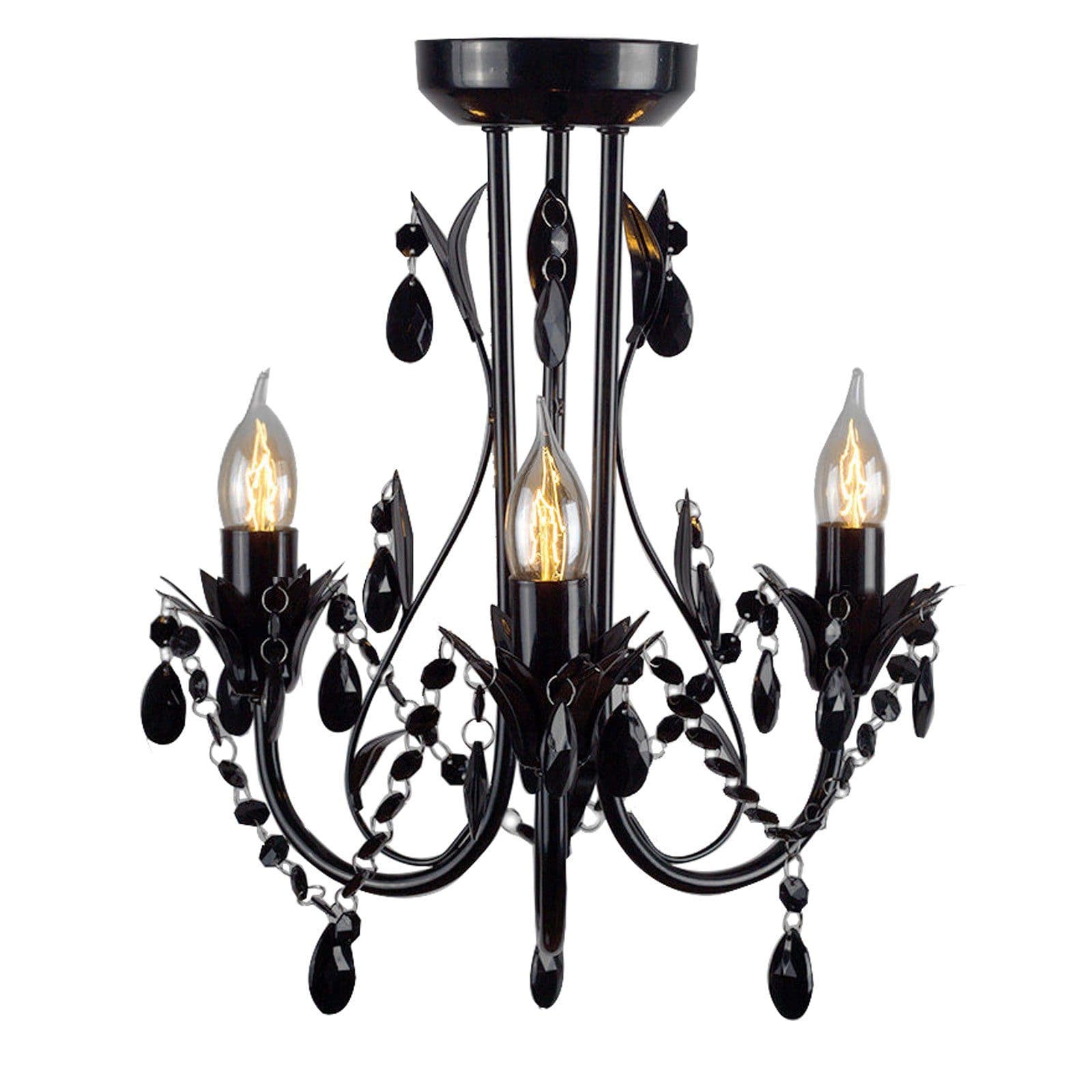 Harmony Leaf Chandelier 3-Light - Elegant Black Design